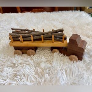 Custom Made Natural Wood Log Hauler Toy